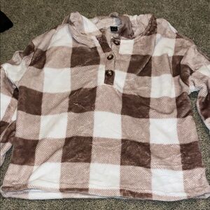 Plaid Women’s Shirt in Brown and White